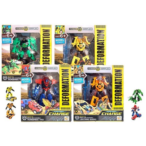 2 piece 15cm transform change robot with axe set