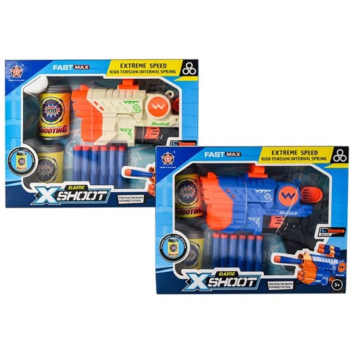 9-piece toy gun set with soft bullets and can