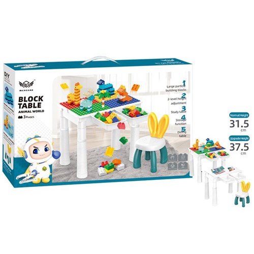 102-piece Animal World Block Table for building and play