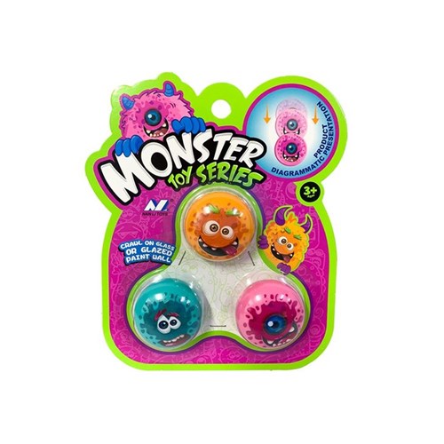 3 piece monster window walker sticky toy set