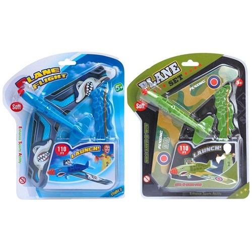 2 piece shark and military plane launch set