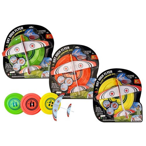 2 piece plane with launching disk toy