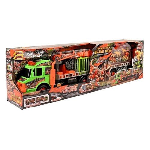 Monster truck with crane and dinosaur toy set