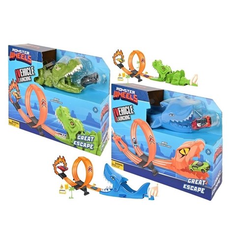 Dinosaur track launcher set with die cast car