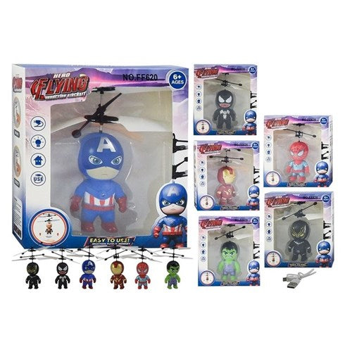 Hero themed induction flying aircraft toy