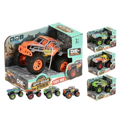 Die cast off road toy car with lights and sounds