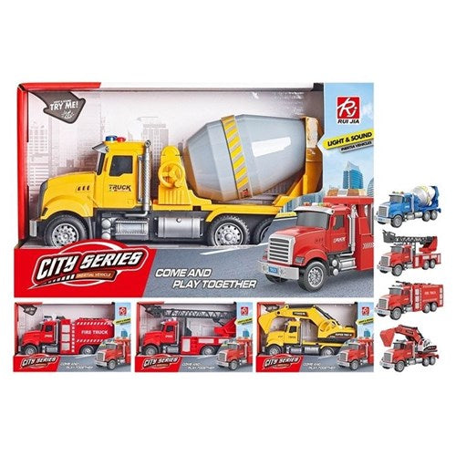 Fire and construction toy truck with light and sound