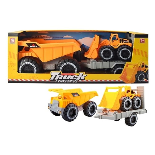 Three piece construction truck toy set