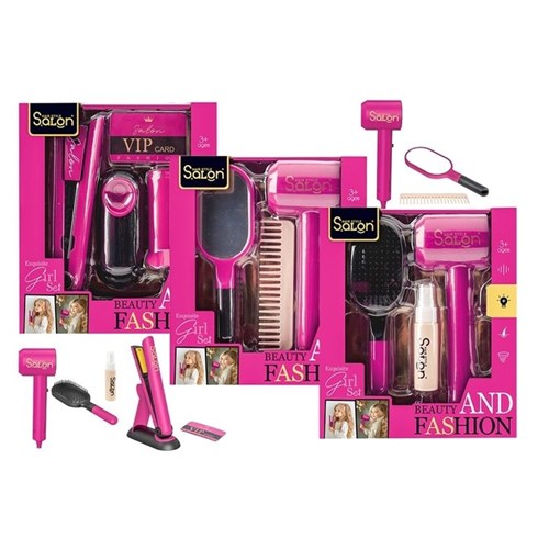 Battery operated pretend hair dryer and straightener toy set