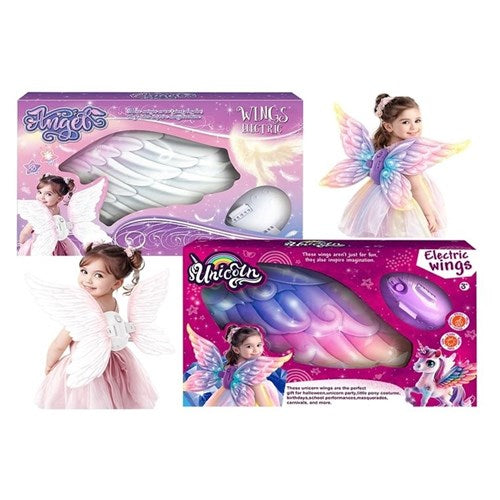 Battery operated unicorn and angel fantasy wing dress up set