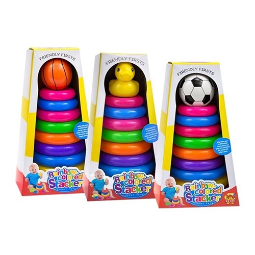 Ten piece loop game with soccer basketball and duck theme