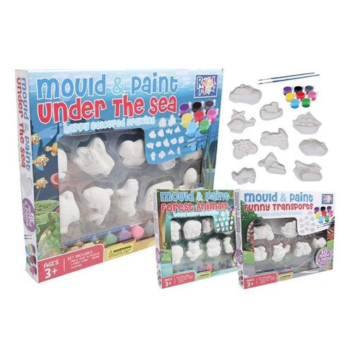 Kids mould and paint ocean animal and transport craft set