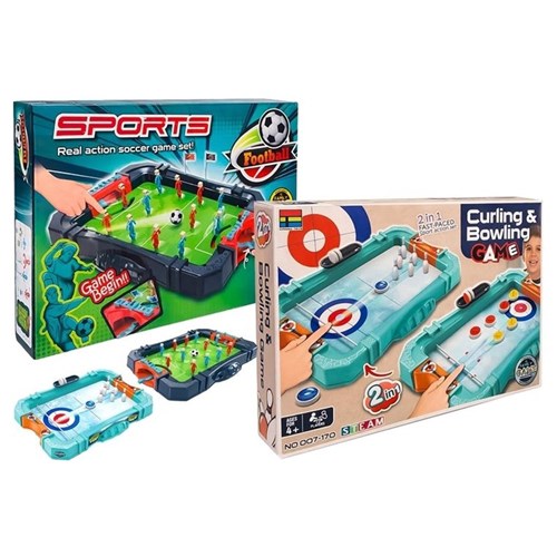 Assorted tabletop soccer or ice hockey game