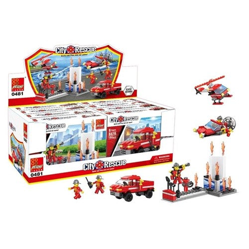Assorted fire themed building block set