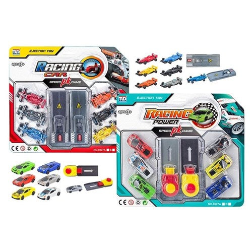 Toy car with launcher racing set
