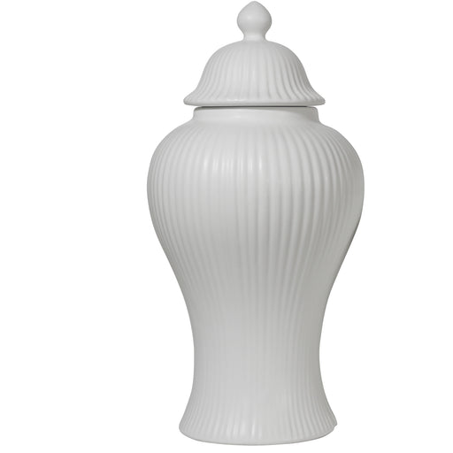 Ripple Temple Jar 20x42cm Matt White