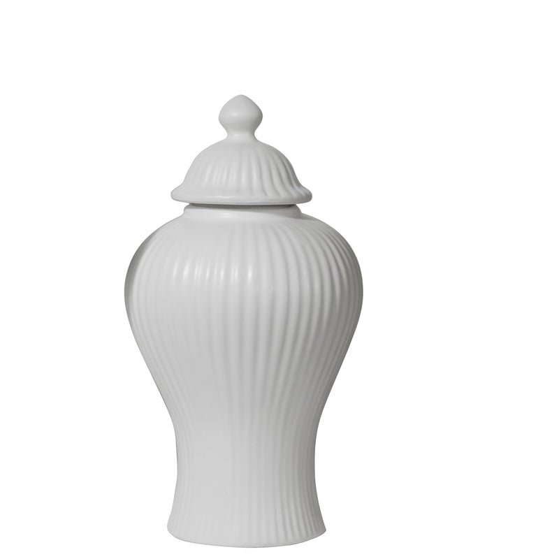 Ripple Temple Jar16x30cm Matt White