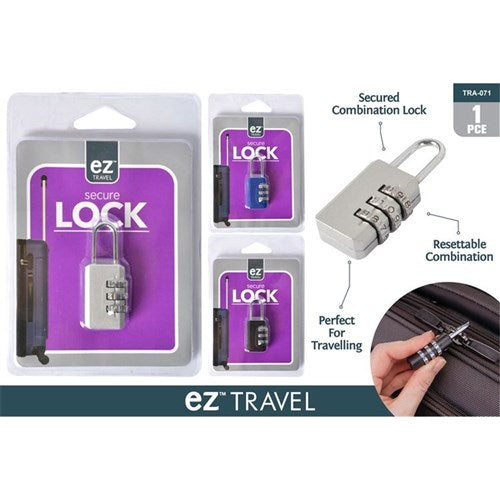 Combination luggage padlock assorted colors
