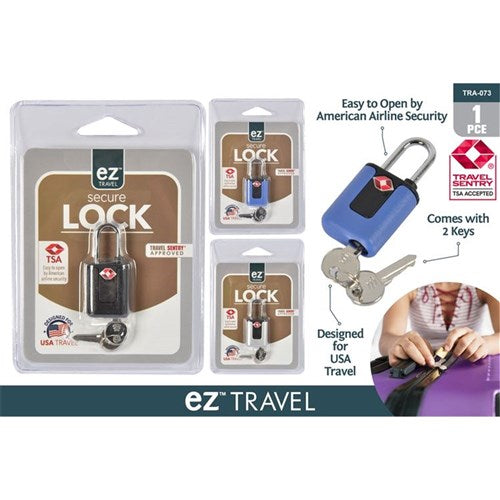 TSA travel padlock with two keys