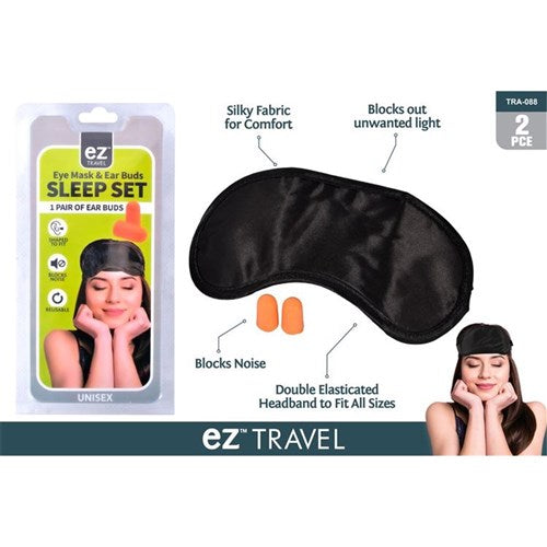 Travel sleep set eye mask and ear plugs