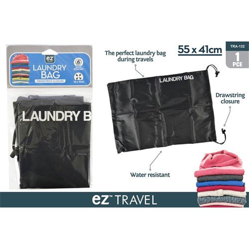 Travel laundry bag with drawstring