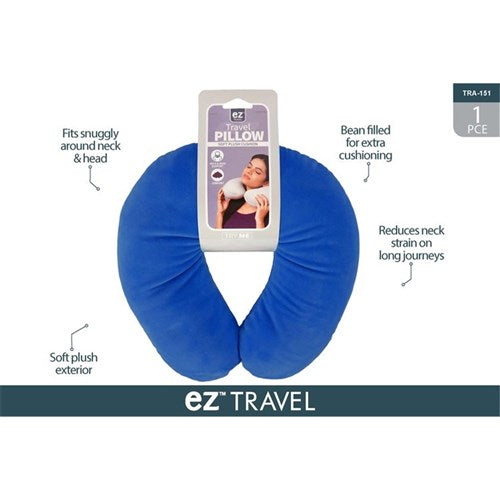 Microbead travel pillow with neck clip