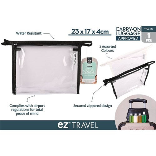 Clear carry-on approved liquid pouch