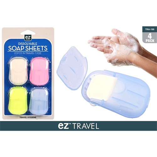 Portable soap sheets in case
