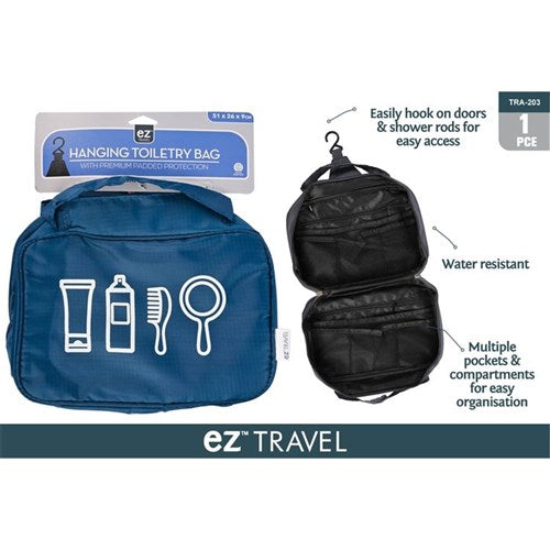 Foldable hanging toiletry bag for travel