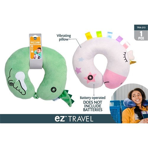 Kids vibrating animal travel pillow