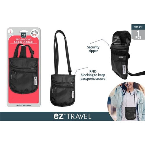 RFID blocking neck pouch wallet