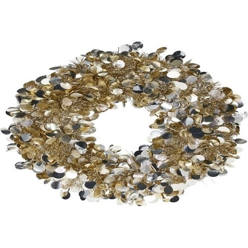46cm champagne tinsel Christmas wreath decoration