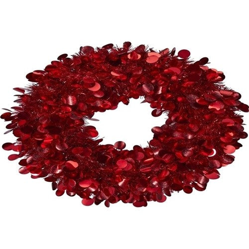 46cm red tinsel Christmas wreath decoration