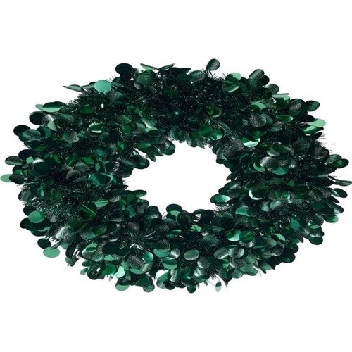 46cm green tinsel Christmas wreath decoration