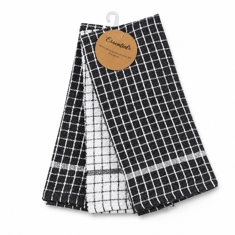 Mono Check Terry Towel 3pk St Grey,Blue White/Grey 40X55cm