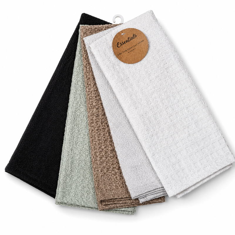 Solid Waffle Kitchen Towel 5pk White, Light Grey Black, Beige, Olive 40X65cm