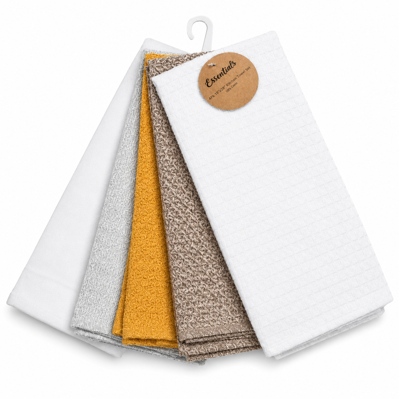 Solid Waffle Kitchen Towel 5pk White, Light Grey Black, Beige, Olive 40X65cm