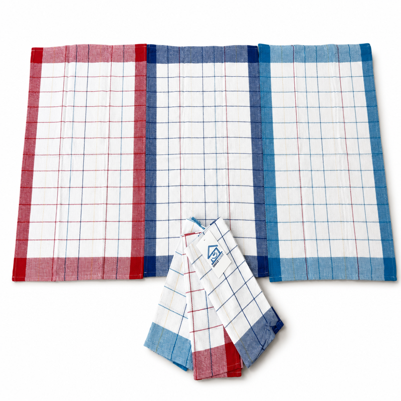 Country Check Tea Towel 3pk 45X65cm