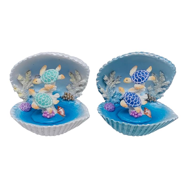 Assorted twin turtle in clam shell ornament