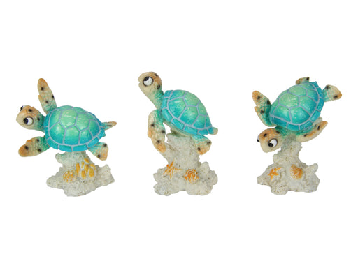 Funny turtle on coral figurine assorted