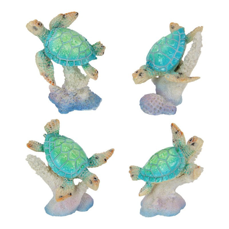 Small marble turtle on colorful coral figurine