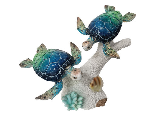 Twin Turtles on Coral Base 26cm