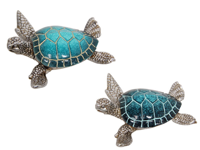 Turtle figurine blue shell silver body assorted
