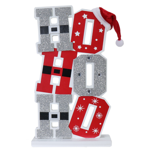 Table Deco Ho Ho Ho Sign 34cm – festive Christmas sign with Ho Ho Ho lettering for table and mantel displays