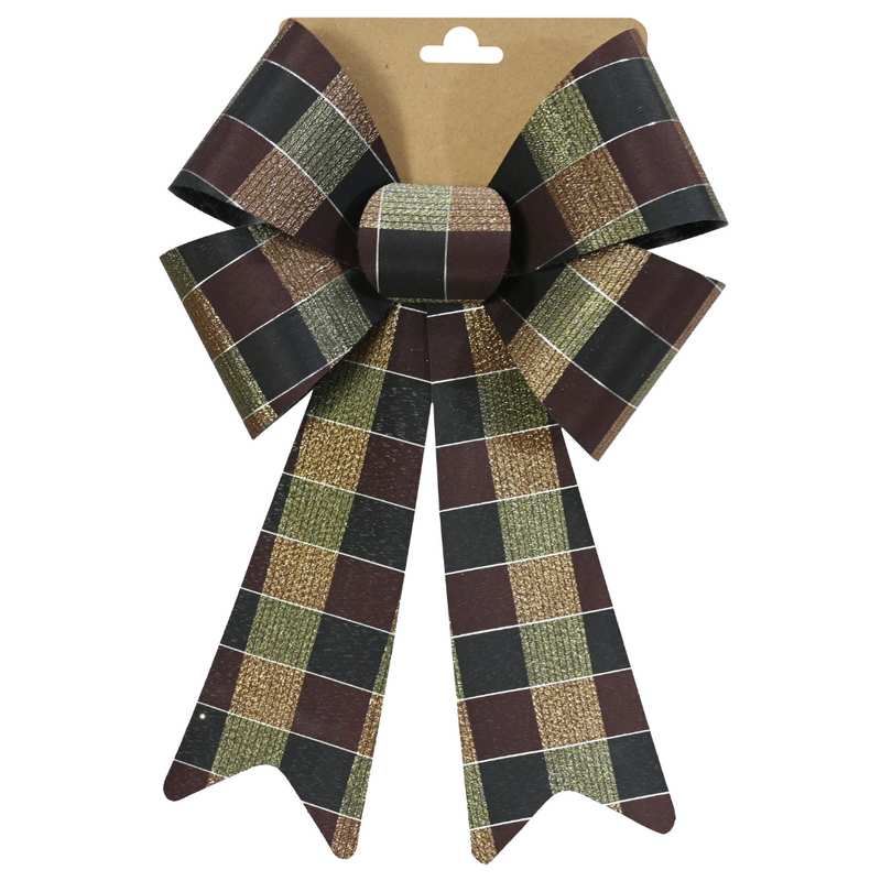Ronis Tartan Bow Metallic Thread 23x38cm Assorted