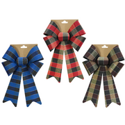 Ronis Tartan Bow Metallic Thread 23x38cm Red Blue Brown Assorted