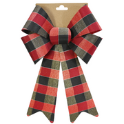 Ronis Tartan Bow Metallic Thread 23x38cm Red Blue Brown Assorted