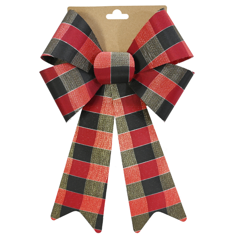 Ronis Tartan Bow Metallic Thread 23x38cm Red Blue Brown Assorted