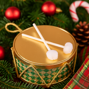 Tartan Design Drum 20x20x12cm Emerald and Gold Christmas Decoration