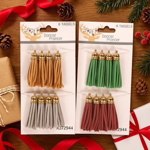 Assorted 8-pack decorative tassels in various colors for crafts and gift décor